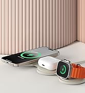 Satechi OntheGo 3 in 1 Wireless Charger, Qi2 Portable Charger with 15W Fast Charging for iPhone ...