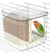 BAGHPBM No Mess Automatic Bird Feeder,Multifunctional Parrot Seed Feeders,Transparent Seed Food C...