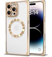 IAIYOXI Rectangle Magnetic Clear Case for iPhone 16 Pro Max, [Compatible with MagSafe],Soft Plati...