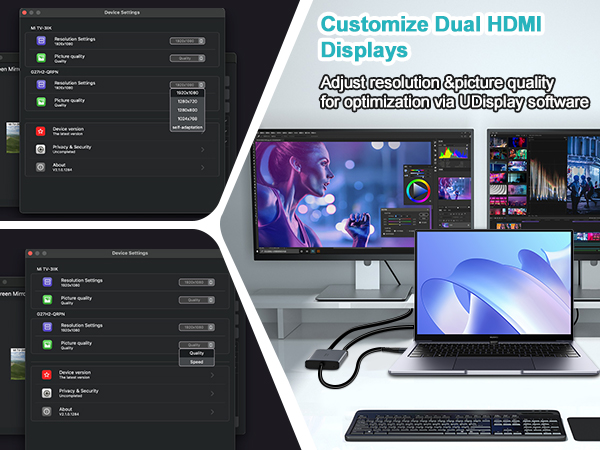 USB C to Dual HDMI Adapter