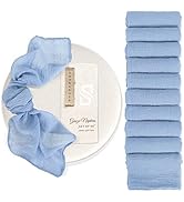 Showgeous 60 Packs Cheesecloth Napkins 17"x17" Dusty Blue Gauze Napkins Wrinkled Cloth Napkins So...