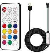 RGBZONE DC 5V USB LED Controller, 21-Key RF Wireless Remote Control, 1M/3.3FT 3-PIN LED Controlle...