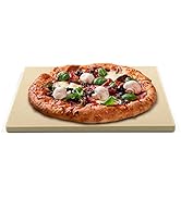 Cook N Home Pizza Grilling Baking Stone with Scraper, 16-Inch x 14-Inch Rectangular Heavy Duty Co...
