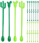 DOERDO 24Pcs Cocktail Stirring Spoons Cactus Shaped Drink Stir Swizzle Sticks for Party Decoratio...