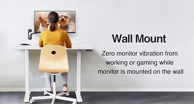 zero monitor vibration with wall mount when working or gaming at your desk