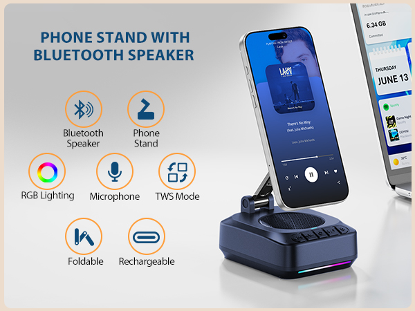 cell phone stand with bluetooth speaker