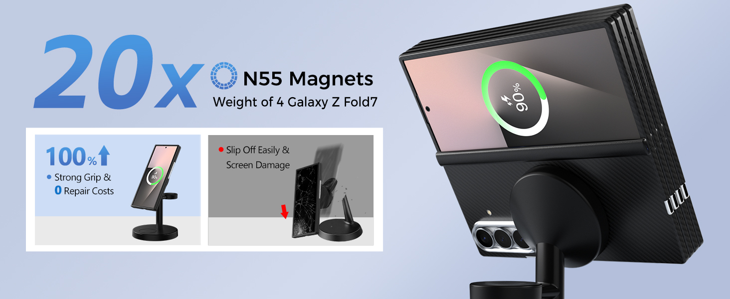 Magnetic Wireless Charger for Samsung, 3 in 1 Super Fast Charging Station Compatible with MagSafe