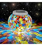 Color Changing Solar Powered Glass Ball Garden Lights, Aukora Solar Table Lights Waterproof Solar...