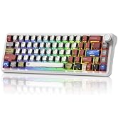 womier L65 60% Mechanical Keyboard Wireless with Knob, White Gaming Keyboard 4000mAh Battery, Tri...