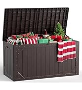 MAKE CHANGES Outdoor Storage Box, 100 Gallon Deck Box Outdoor Storage Bench Outside Waterproof Re...