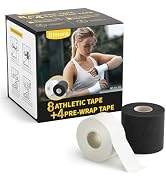 Dimora Athletic Tape and Pre Wrap Kit, 8 + 4 Rolls Premium Sports Wrap for Injury Prevention &amp; Su...