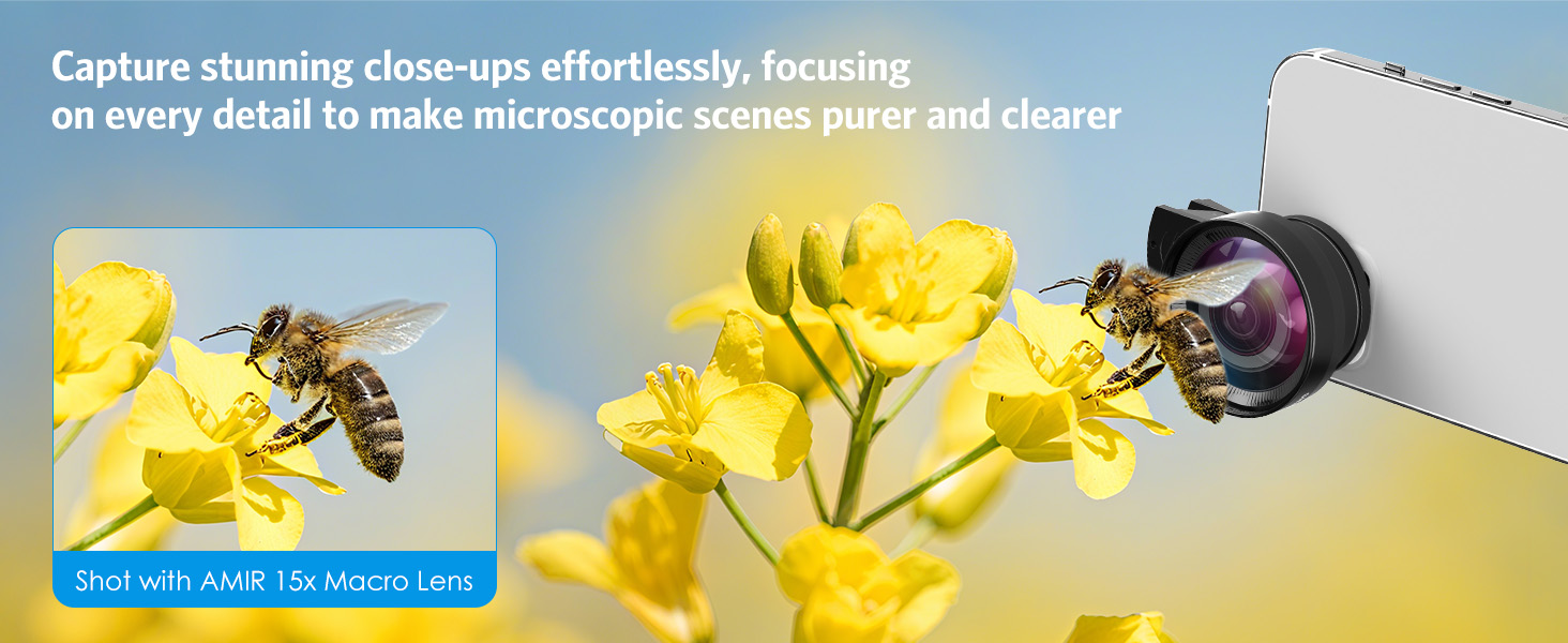 Phone Camera Lens, 0.45X Super Wide Angle Lens 15X Macro Clip-On 2 in 1 Professional iPhone Lens Kit