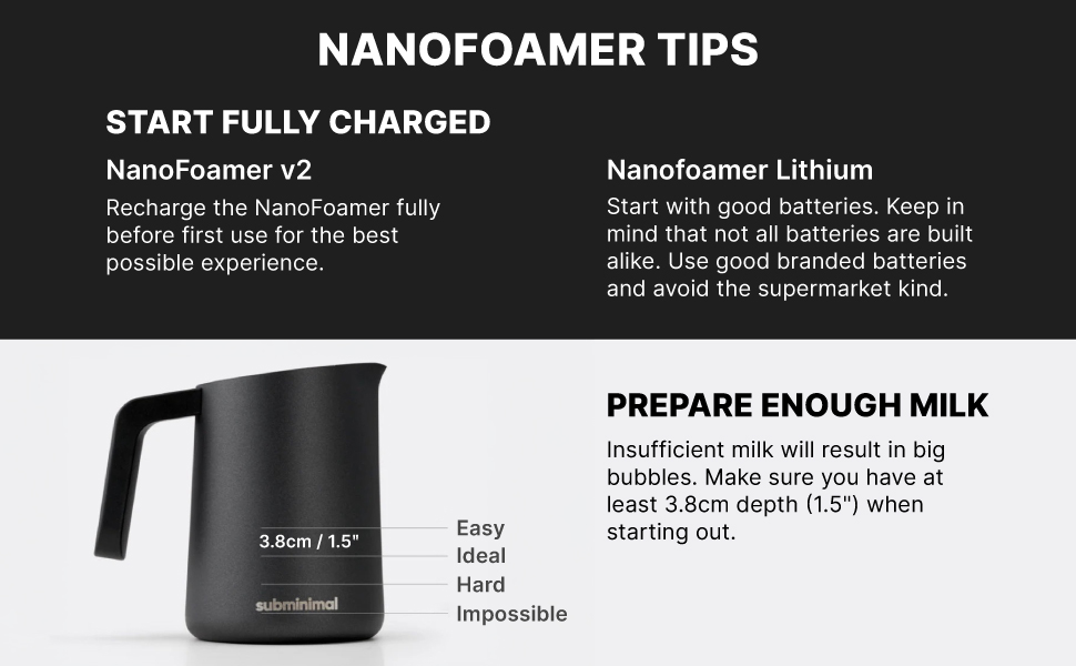 subminimal nanofoamer tips