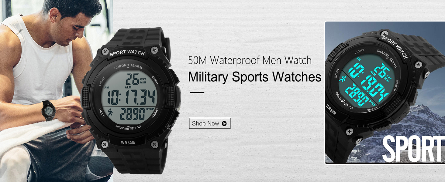 Unisex Pedometer Watches Military Multifunctional