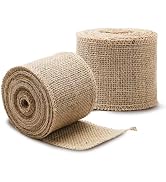 LaRibbons 2 Pcs 3 Inch Burlap Wide Fabric Craft Ribbon,10 Yard Per Roll, Natural Brown Ribbon for...