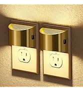 JandCase LED Night Lights Plug into Wall, 2 Pack Gold Modern Night Lights, Dusk to Dawn Sensor Ni...