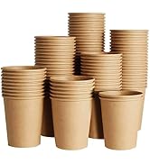 SIUQ 400 Pack 8 oz Kraft Paper Cups, Unbleached Disposable Paper Coffee Cups, Thickened Hot/Cold ...
