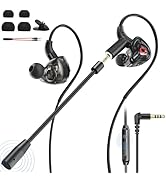 BlueFire Wired Gaming Earbuds with Microphone, Deep Bass in-Ear Monitors Earphones, HiFi Noise Ca...