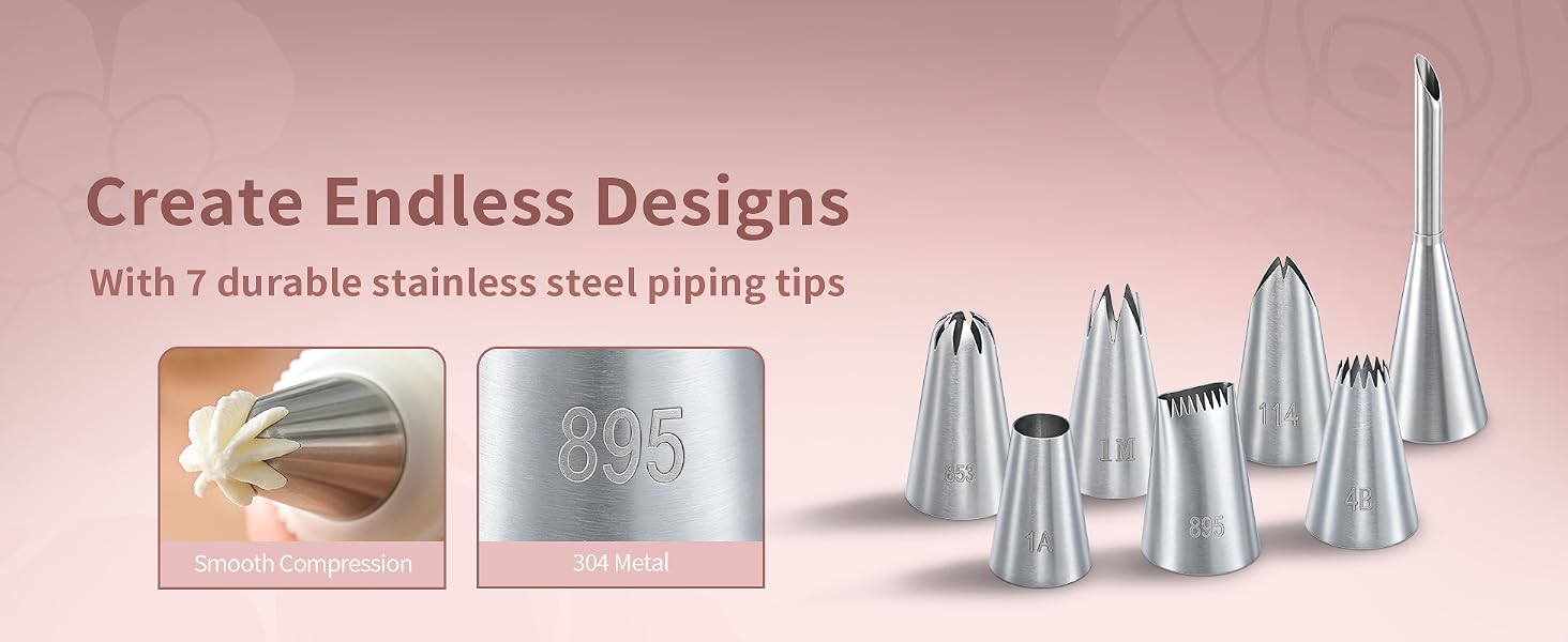 Reusable Piping Bags and Tips Set