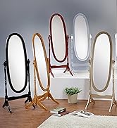 Roundhill Furniture Traditional Queen Anna Style Wood Floor Cheval Mirror, Cherry Finish