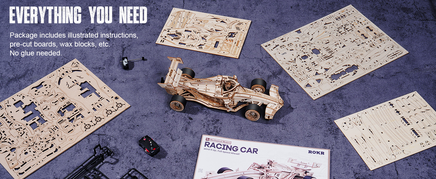 rokr 3d wooden puzzles RC racing car model building kits adults build kids