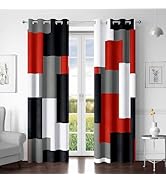 Tyrot Red Black 100% Blackout Curtains for Bedroom 84 inch Length 2 Panels Set White Grey Modern ...