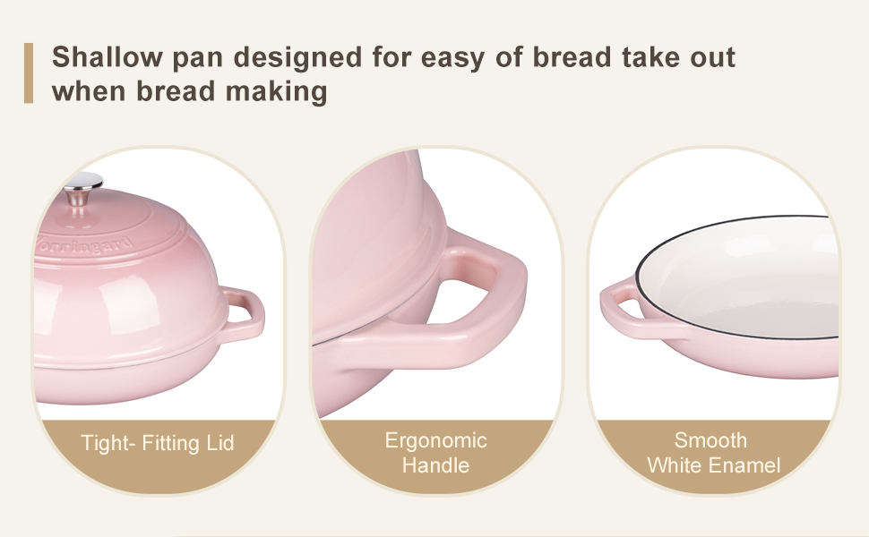 Shallow pan designed for easy of bread take out when bread making