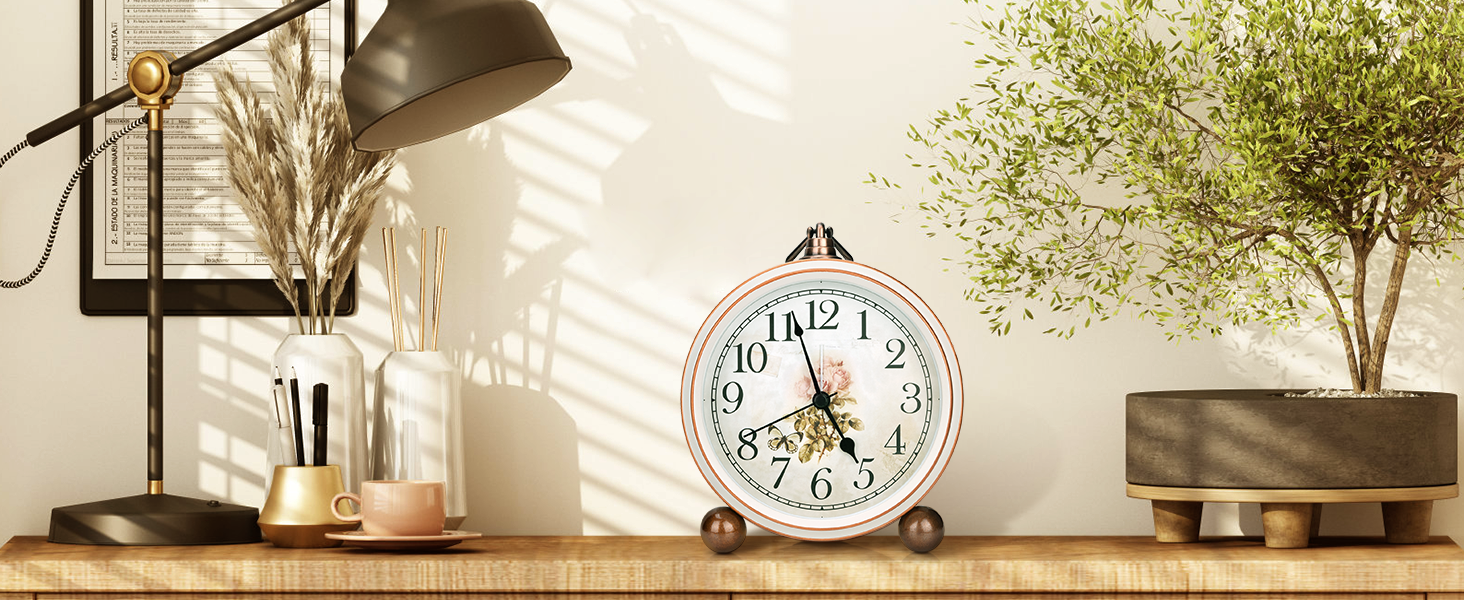 table clocks for living room decor, vintage clock, small clocks battery operated