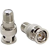 F to BNC Connector, 2-Pack BNC Male to F Female Coax Adapter 75 Ohm, RG6, RG59 Connector for Scan...