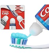 Toothpaste Caps SqueezMe by Chrome Cherry, Self-Closing Silicone Caps, Mess-Free Toothpaste Dispe...
