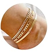 DEARMAY Gold Anklets for Women 14K Gold Ankle Bracelets for Women Waterproof Cuban Link Anklets S...