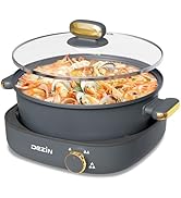 Dezin Electric Shabu Shabu Pot with Removable Pot, 4L Non-Stick Hot Pot Electric with Dual-Power ...