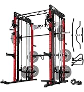 RitFit M1 Smith Machine with Cable Crossover System, Multi-function Squat Rack Power Cage for Hom...