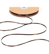 LaRibbons Brown Satin Ribbon 1/8 Inch 100 Yards Thin Luxury Double Faced Firar Brown Silk Ribbon ...