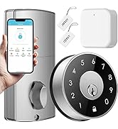 Dermum Wi-Fi Smart Lock, Smart Deadbolt, Keyless Entry, Stainless Steel, Smart Lock Deadbolt