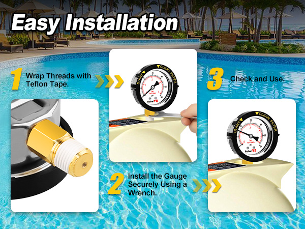 pool filter gauge installation