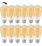 12Packs Vintage LED Edison Bulbs, 60W Equivalent 7W, 800Lumens, Dimmable ST64 Antique LED Filamen...