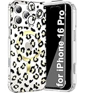 WATEFULL for iPhone 16 Pro Clear MagSafe Case Leopard Cheetah Clear Glitter, Luxury Trendy Magnet...