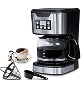 Programmable Coffee Maker 12 Cup Brew &amp; Drip coffee machine, Fully Automatic, 1-4 Cup Setting, St...