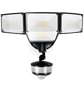 LUTEC 84W 9500LM LED Security Light Hardwire Motion Sensor Outdoor Lights with Night Light, 4 Hea...