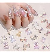 Ownsig 3D Cute Bear Nail Charms, 88pcs Bear Nail Decorations, 8 Color Gummy Bear Nail Charms with...
