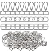30 Pcs Metal Swivel Lobster Clasp Hooks,D Rings Purse Hardware for Bag Making,Purse Strap Hardwar...