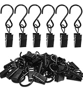 AMZSEVEN Stainless Steel S Hooks Curtain Clips, 50 Pack Hanging Party Lights Clips Hangers Gutter...