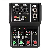 G-MARK Mini Audio Mixer 2 Channel With 48V Phantom Power Sound Effects Interface Music For Live S...