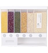 Natudeco Divided Rice and Cereal Dispenser 6 Grid Food Storage Containers Grain Storage Box House...