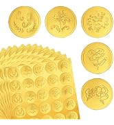 G2PLUS 300PCS Embossed Gold Foil Stickers, Gold Embossed Wax Seal Sticker Looking, 5 Styles Gold ...