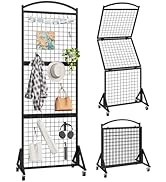CHOEZON Foldable Grid Wall Panel 1.9' x 5.6' FT, Movable Gridwall Display Rack, Wire Grid Rack on...
