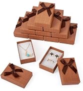 Craftdady 12 pcs Jewelry Gift Box Set Empty Packaging Cases with Bowknot Rectangle Cardboard Pape...
