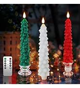 PChero Christmas Tree Candles with Remote Timer, 3 Pack 9.7 Inches Real Wax Flameless Window Cand...