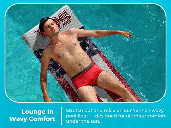 Adult pool float, foam lounger, ultra buoyant, swimming mat for lakes, beaches, water parks.